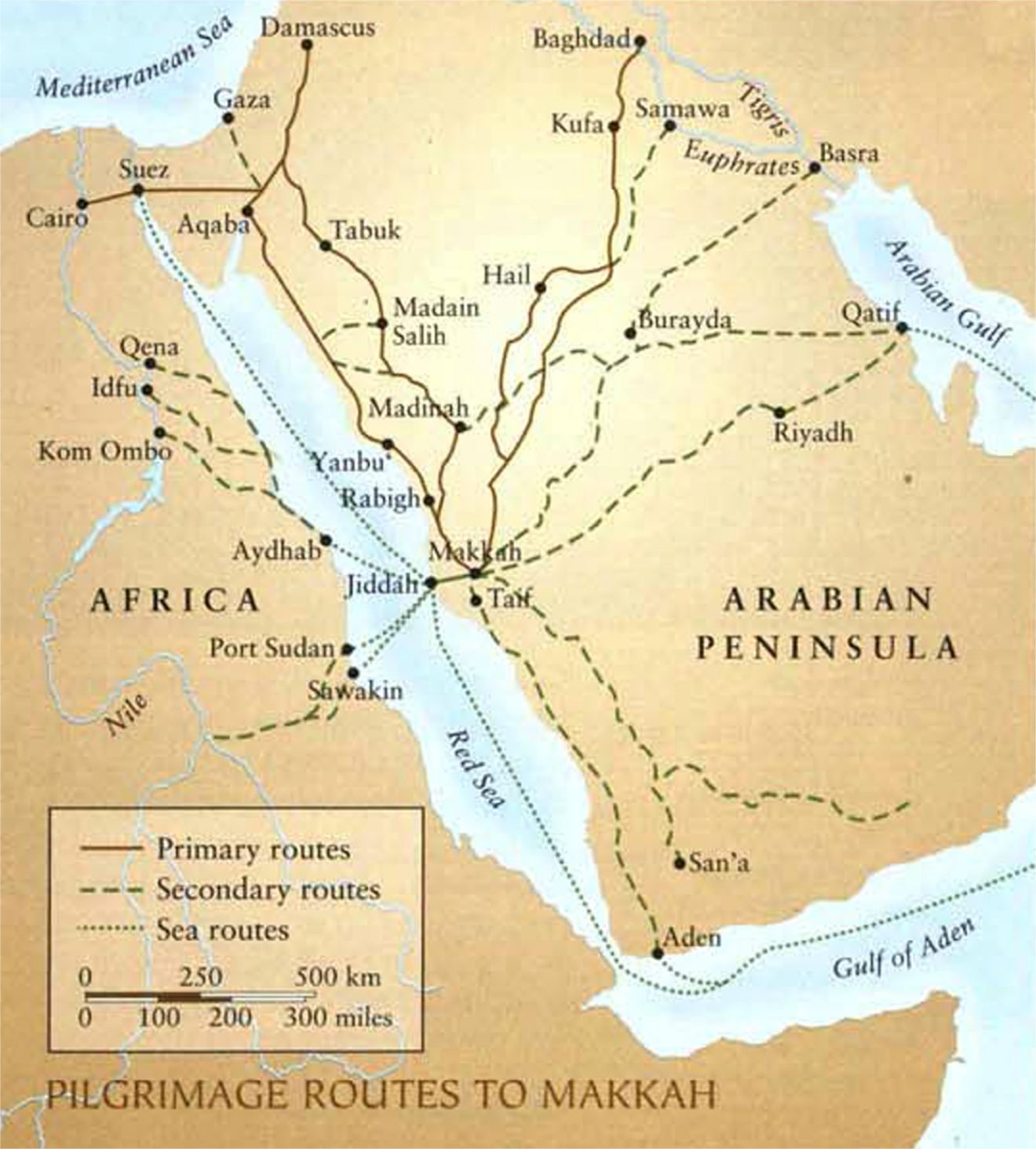 Pilgrimage To The House Of Allah The Hijaz Conflict Review Of Religions   Routes To Makkah Map AramcoWorld 1320x1465 